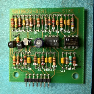 Labelled parts on the 5019572 daughter board for the H7826 Power Supply